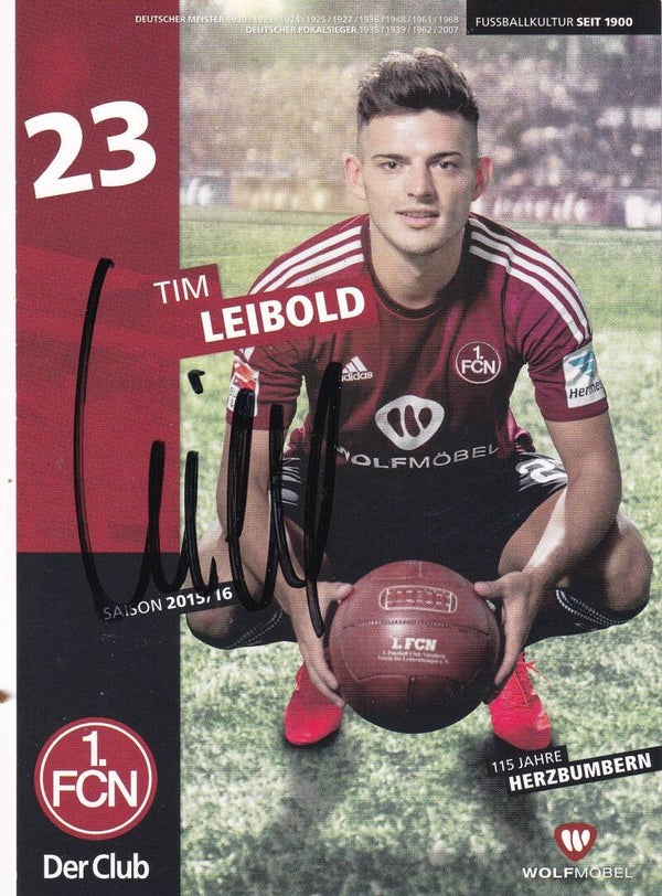 Tim Leipold - 1.FC Nürnberg - Autogrammkarte 2015