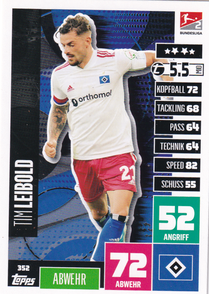 Tim Leipold - Hamburger SV - Topps Match Attax 2020 - Basis Karte - Nr. 352