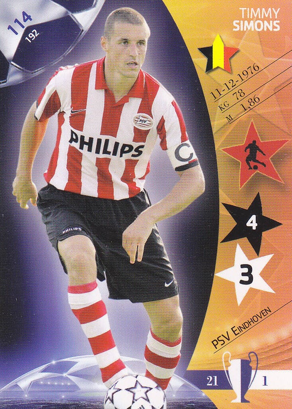 Timmy Simons / PSV Eindhoven / Panini Champions League 2007 / Basis Karte / Nr. 114