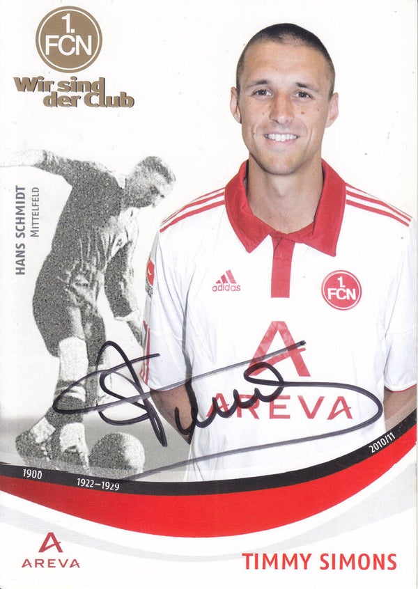 Timmy Simons - 1.FC Nürnberg - Autogrammkarte 2010