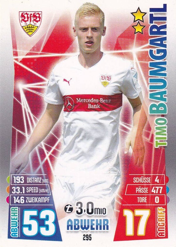 Timo Baumgartl / VFB Stuttgart / Topps Match Attax 2015 / Basis Karte / Nr. 295