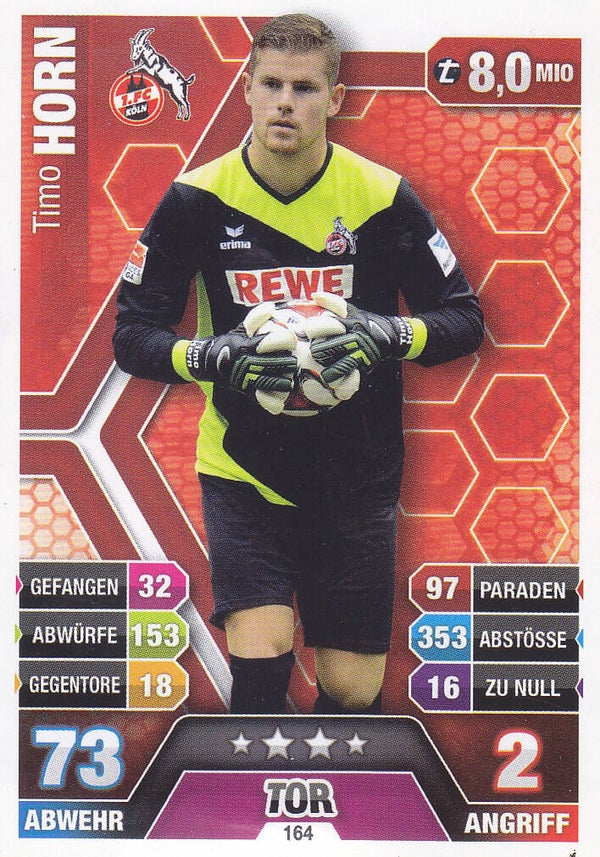 Timo Horn / 1.FC Köln / Topps Match Attax 2014 / Basis Karte / Nr. 164