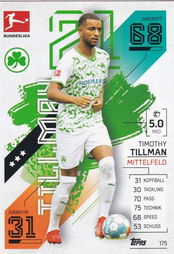 Timothy Tillman - SpVgg Greuther Fürth - Topps Match Attax 2021 - Basis Karte - Nr. 175