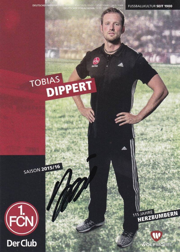 Tobias Dippert - 1.FC Nürnberg - Autogrammkarte 2015