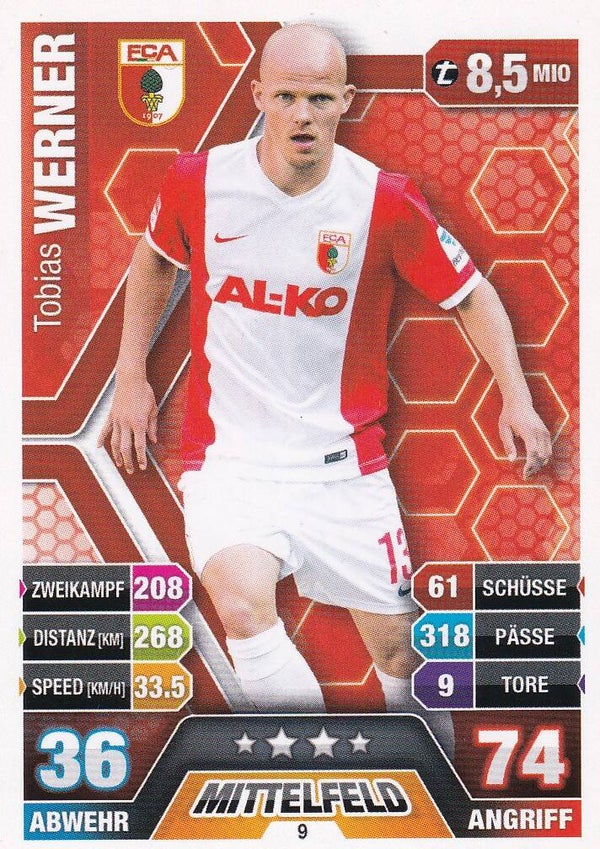 Tobias Werner / FC Augsburg / Topps Match Attax 2014 / Basis Karte / Nr. 9
