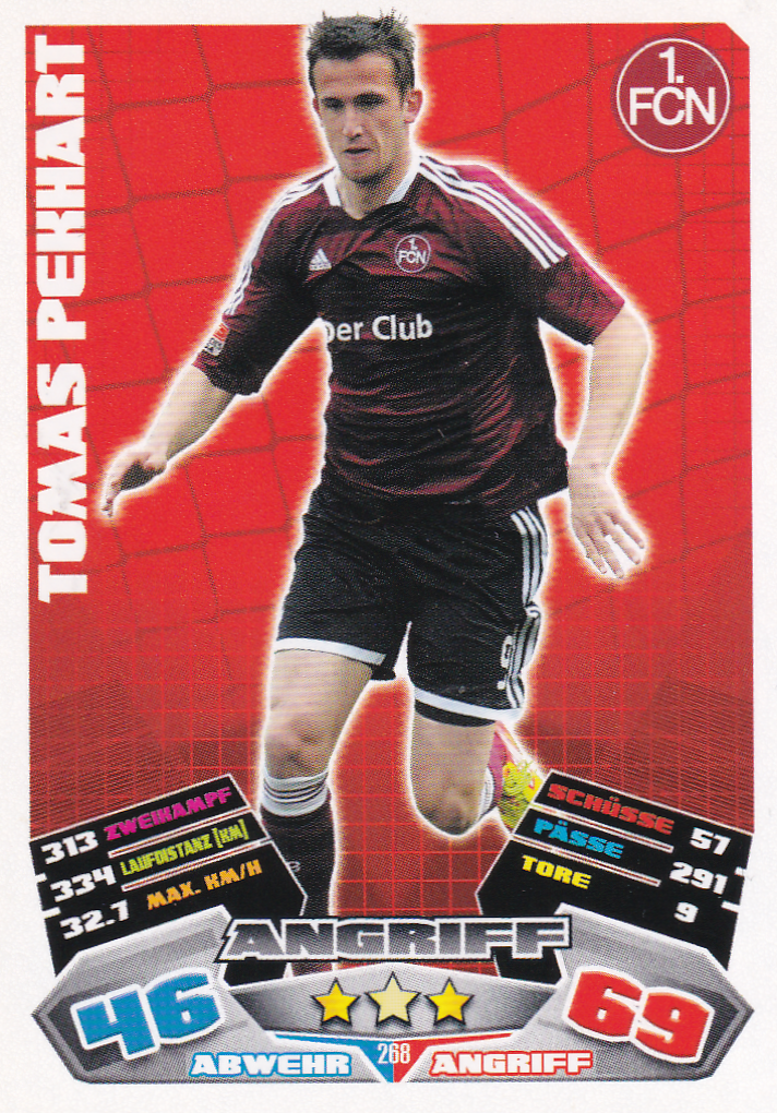 Tomas Pekhart - 1.FC Nürnberg - Topps Match Attax 2012 - Basis Karte - Nr. 268