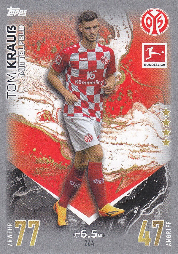 Tom Krauß / 1.FSV Mainz 05 / Topps Match Attax 2023 / Basis Karte / Nr.264