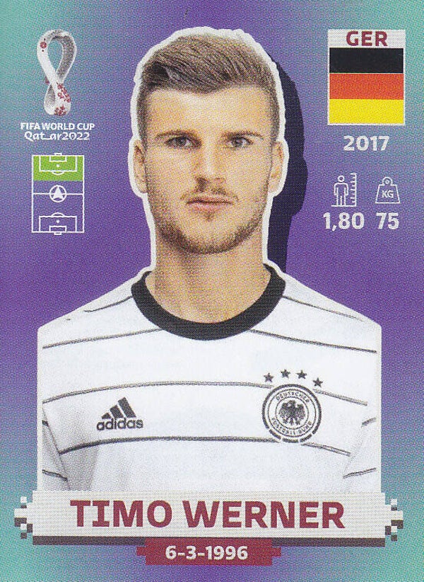Timo Werner / Deutschland / Panini WM 2022 / Basis Bild / Nr. GER 20