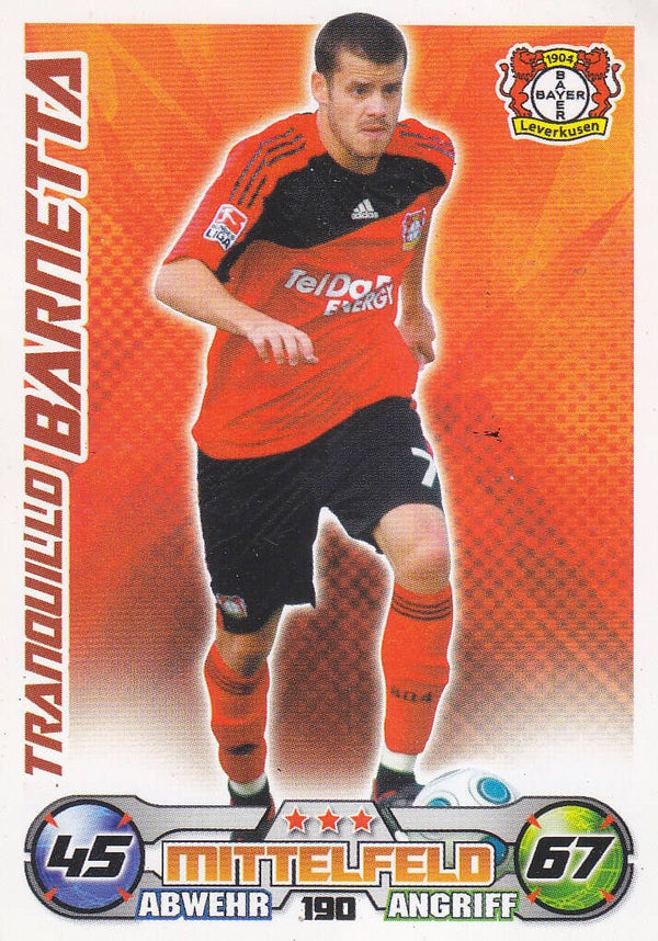 Tranquillo Barnetta / Bayer Leverkusen / Topps Match Attax 2009 / Basis Karte / Nr.190