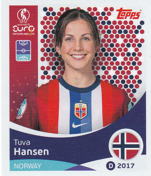 Tuva Hansen - Norwegen - Topps Frauen EM 2025 - Basis Bild - Nr. 49