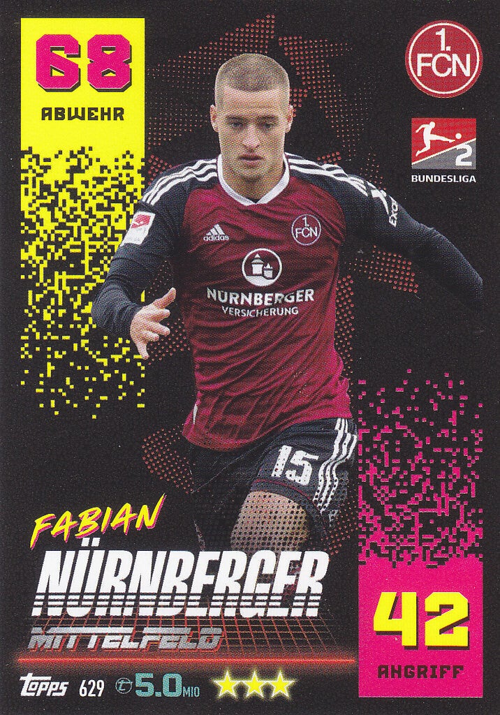 Fabian Nürnberger - 1.FC Nürnberg - Topps Match Attax 2022 - Basis Karte - Nr. 629