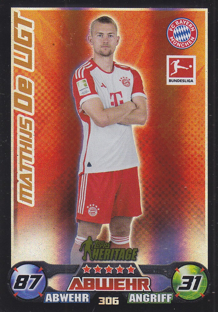 Matthijs de Ligt / FC Bayern München / Topps Match Attax 2023 / Heritage / Nr.306