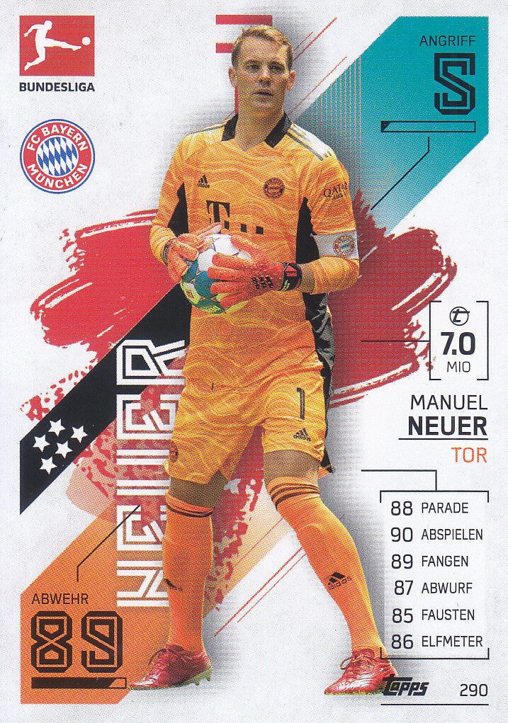 Manuel Neuer / FC Bayern München / Topps Match Attax 2021 / Basis Karte / Nr. 290