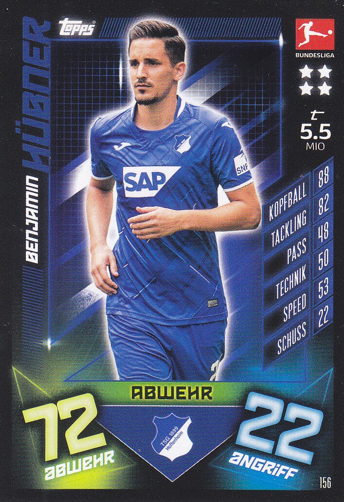 Benjamin Hübner / TSG Hoffenheim / Topps Match Attax 2019 / Basis Karte / Nr. 156