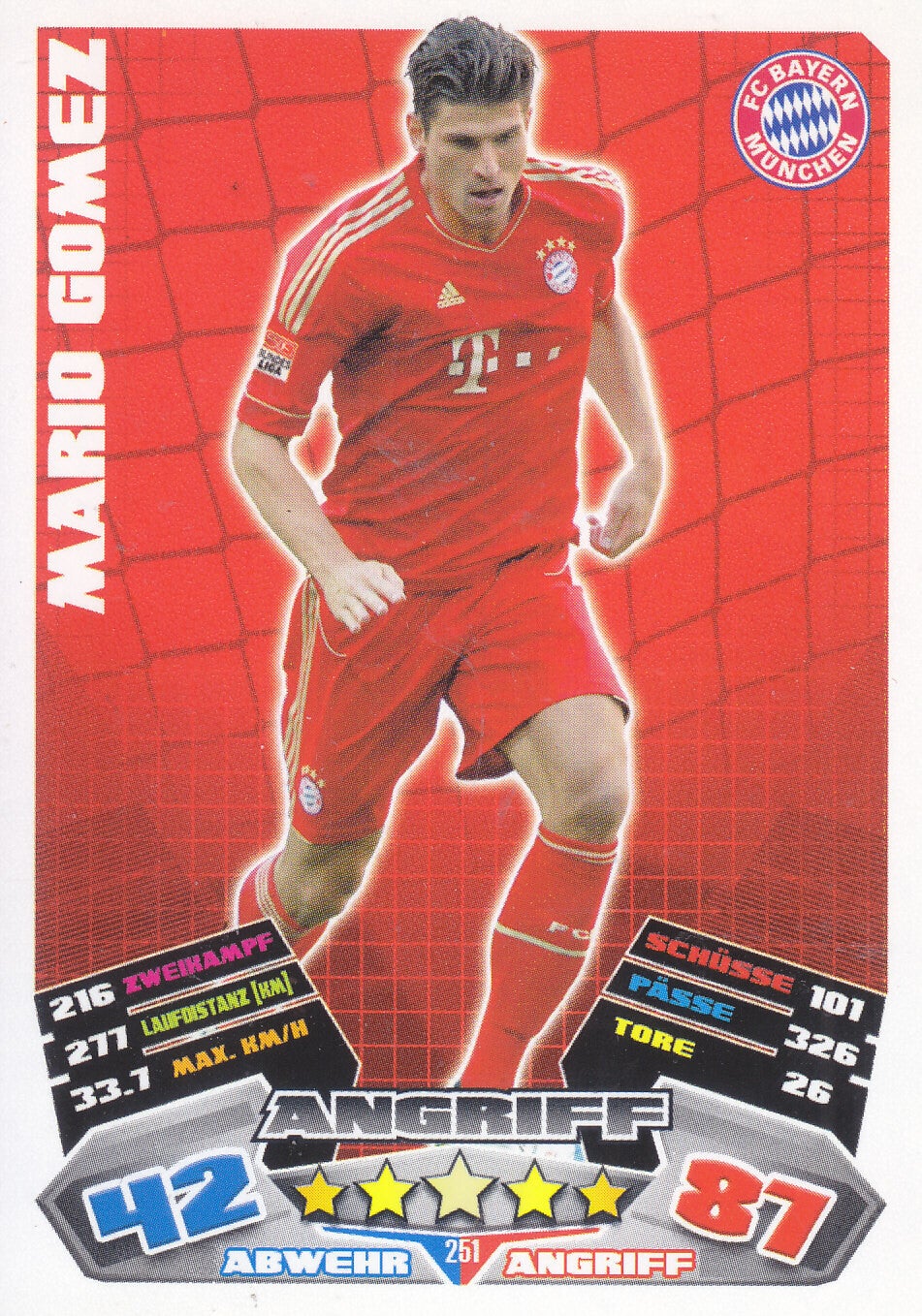 Mario Gomez / FC Bayern München / Topps Match Attax 2012 /  Basis Karte / Nr.251