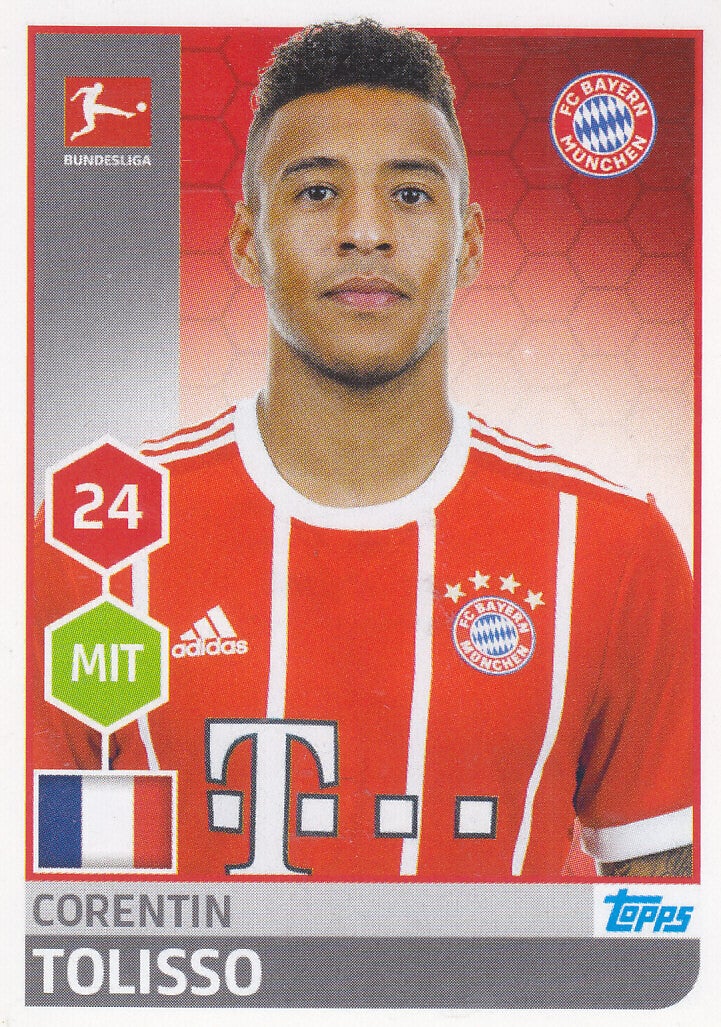 Corentin Tolisso - FC Bayern München - Topps Bundesliga 2017 - Basis Bild - Nr. 225