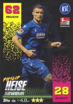 Philip Heise / Karlsruher SC / Topps Bundesliga 2022 / Basis Karte / Nr. 406