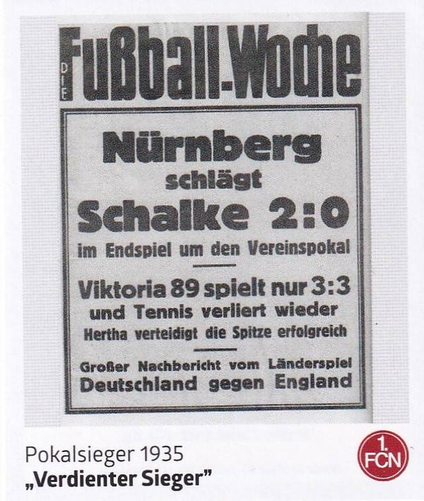 Verdienter Sieger - Panini 125 Jahre 1.FC Nürnberg - Pokalsieger 1935 - Nr. 184