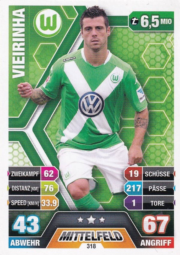 Vieirinha / VFL Wolfsburg / Topps Match Attax 2014 / Basis Karte / Nr. 318
