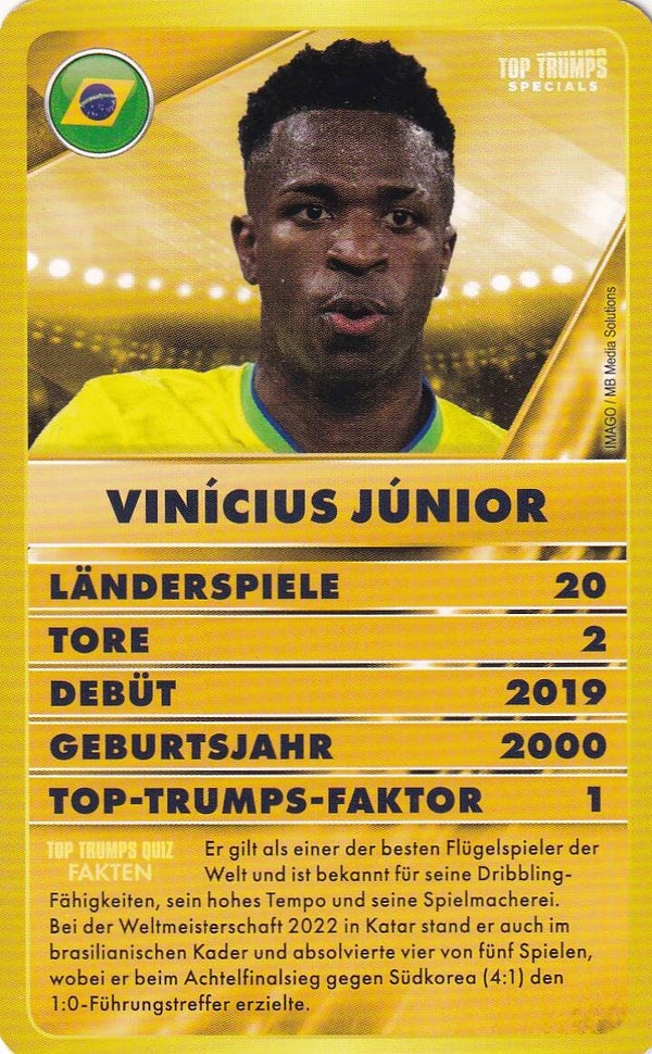 Vinicius Junior - Brasilien - Top Trumps Specials - Welt Fussball Stars