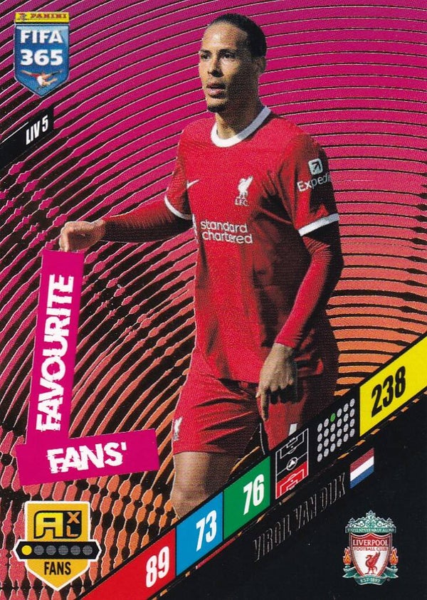 Virgil van Dijk -  FC Liverpool - Panini Fifa 365 Jahr 2024 -  Fan's Favourite -  Nr. LIV 5
