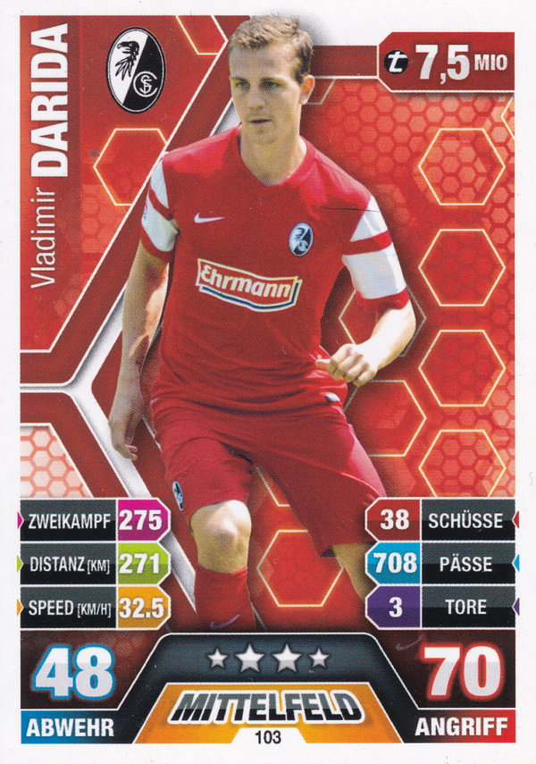 Vladimir Darida - SC Freiburg - Topps Match Attax 2014 - Basis Karte - Nr. 103