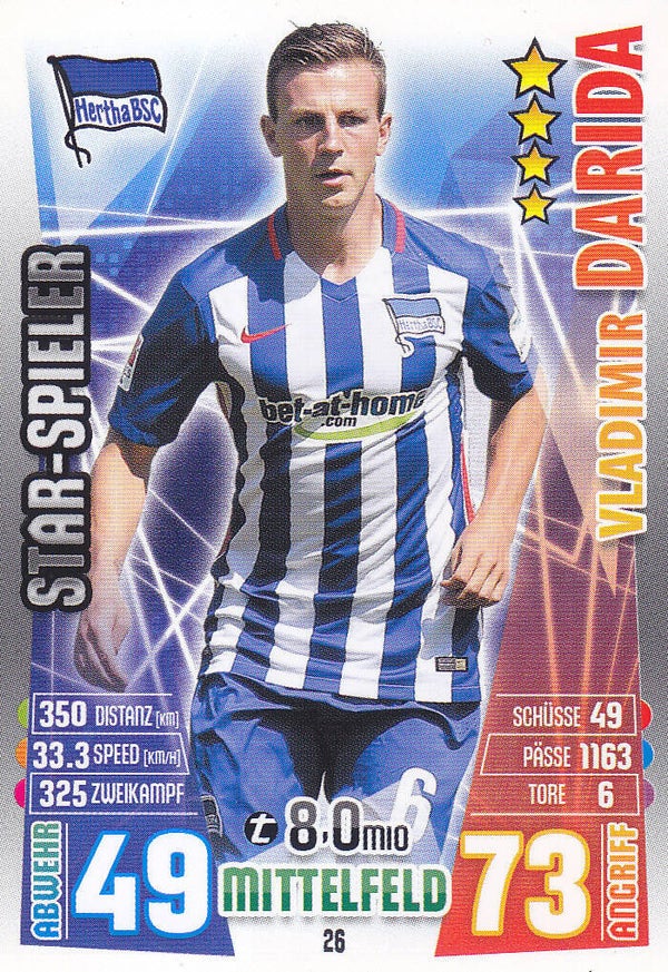 Vladimir Darida / Hertha BSC Berlin / Topps Match Attax 2015 / Basis Karte / Nr. 26