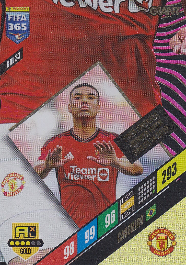 Casemiro / Manchester United / Panini Fifa 365 Jahr 2024 / Giant Karte Icon Gold / Nr. GOL33