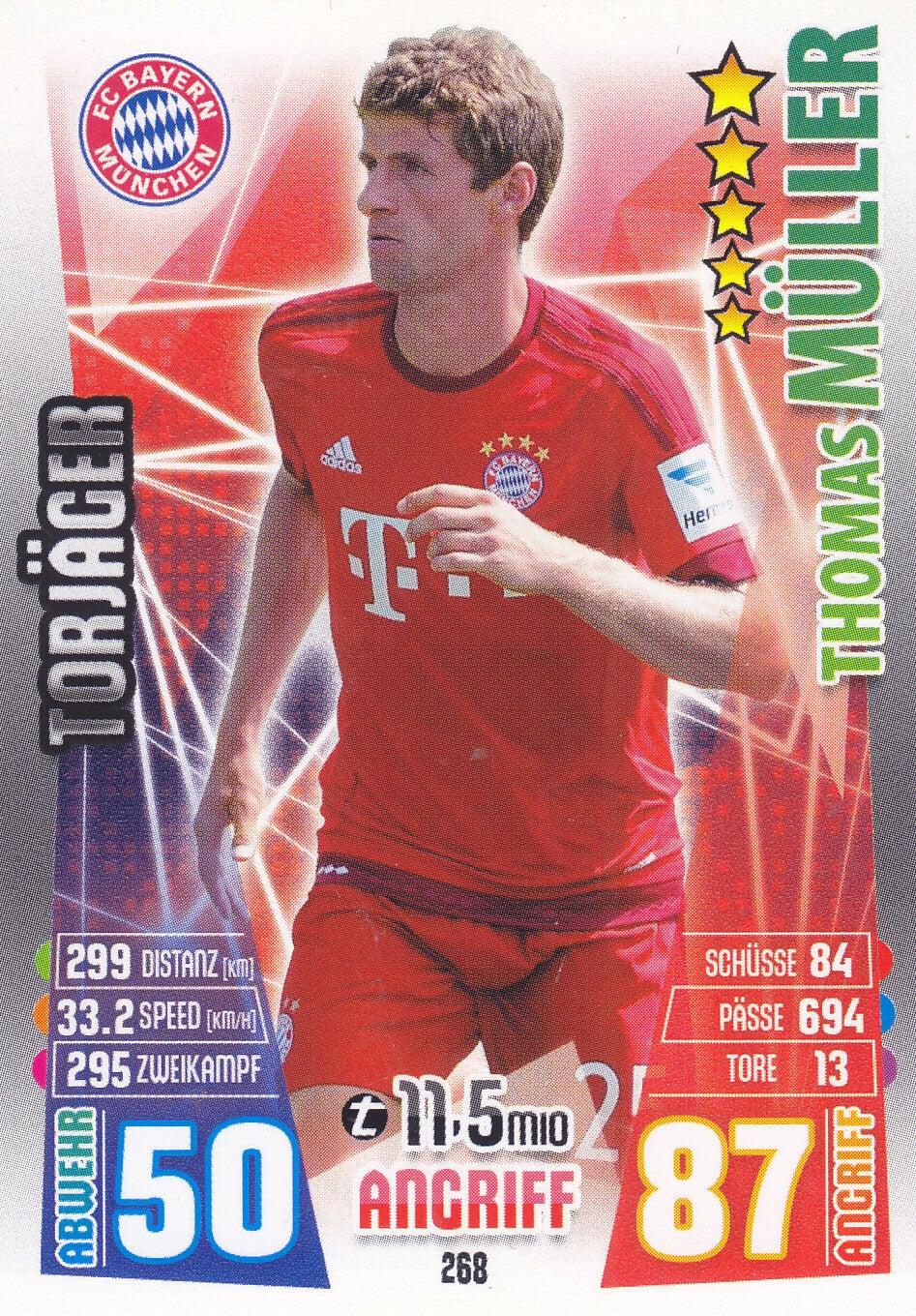 Thomas Müller / FC Bayern München / Topps Match Attax 2015 / Torjäger / Nr. 268