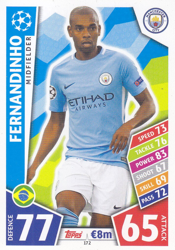Fernandinho / Manchester City / Topps Champions League 2017 / Basis Karte / Nr.172