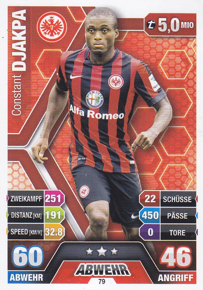 Constant Djakpa - Eintracht Frankfurt - Topps Match Attax 2014 - Basis Karte - Nr. 79
