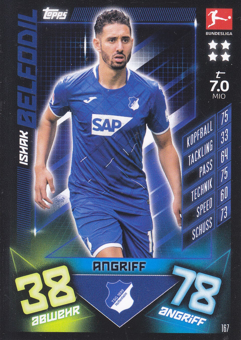 Ishak Belfodil / TSG Hoffenheim / Topps Match Attax 2019 / Basis Karte / Nr. 167