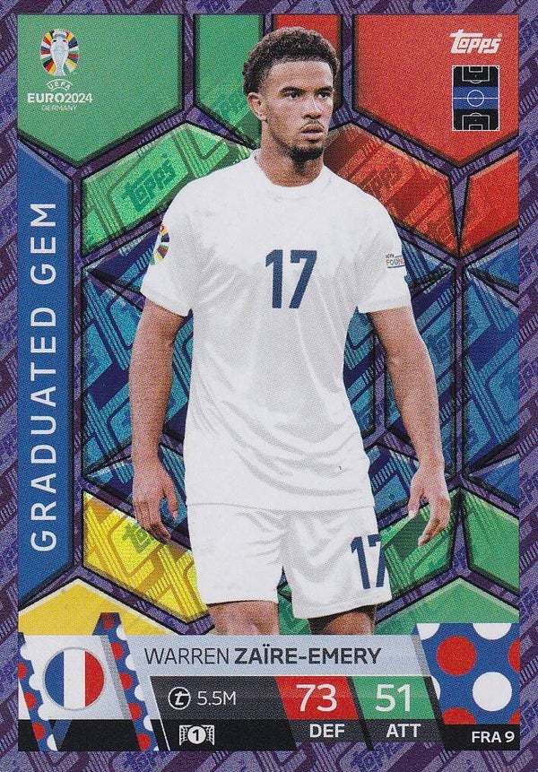 Warren Zaire-Emery / Frankreich / Topps EM 2024 / Graduated Gem Lila / Nr. FRA 9