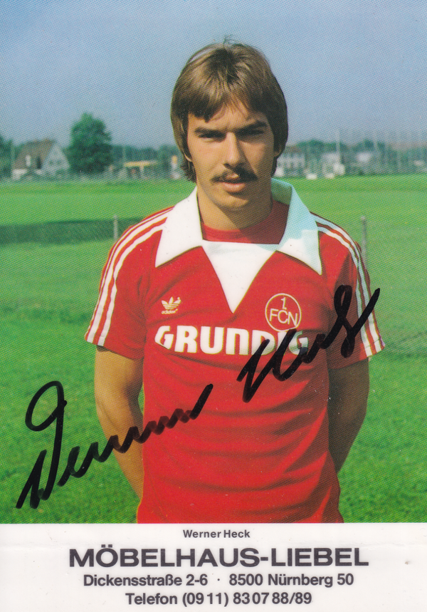 Werner Heck - 1.FC Nürnberg - Autogrammkarte 1980 - laminiert