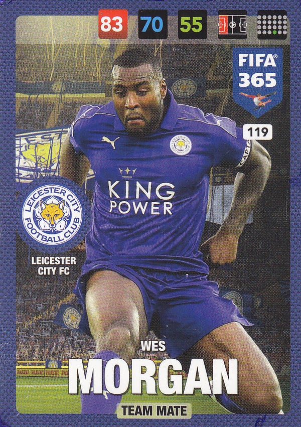 Wes Morgan - Leicester City - Panini Fifa 365 - Jahr 2017 - Team Mate - Nr. 119