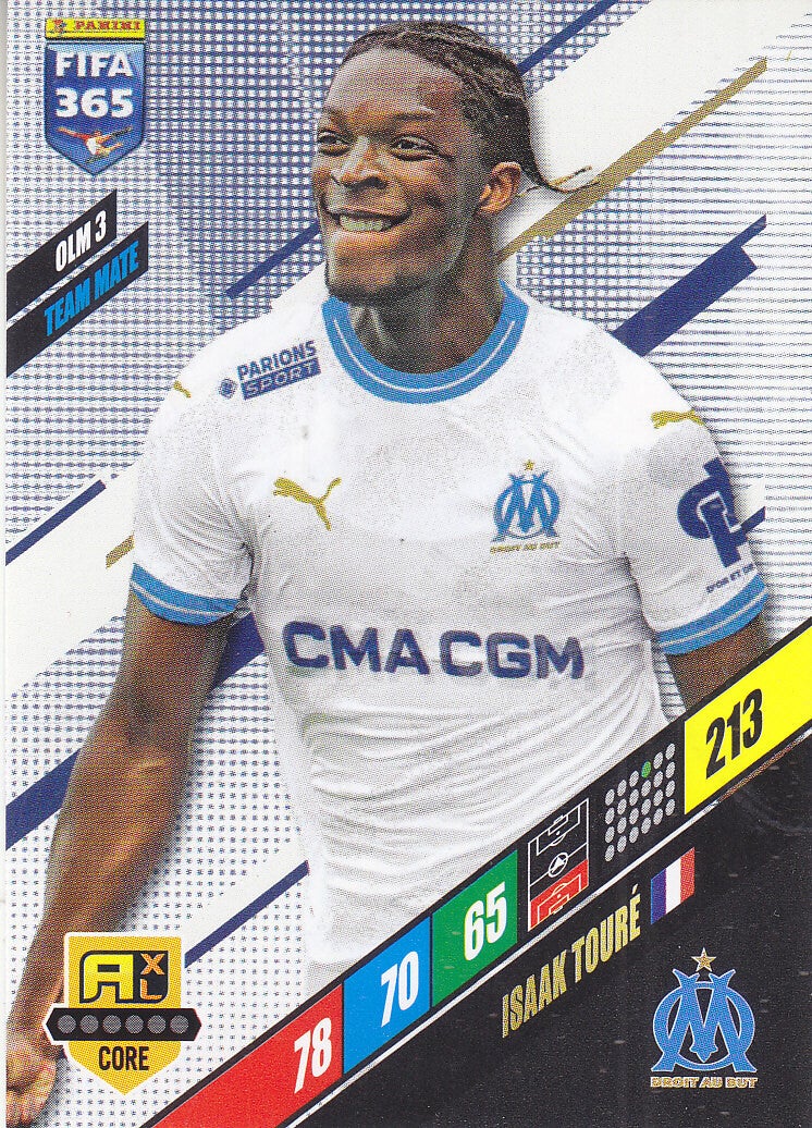 Isaak Toure / Olympique Marseile / Panini Fifa 365 Jahr 2024 / Team Mate / Icon Core / Nr. OLM 3