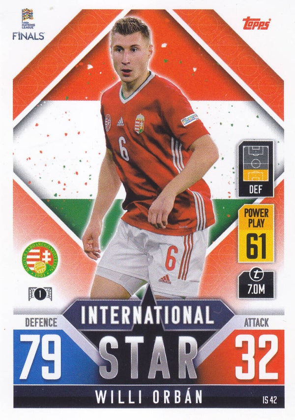 Willi Orban / Ungarn / Topps Uefa Nations League Finals 2022 / International Star / Nr. IS 42