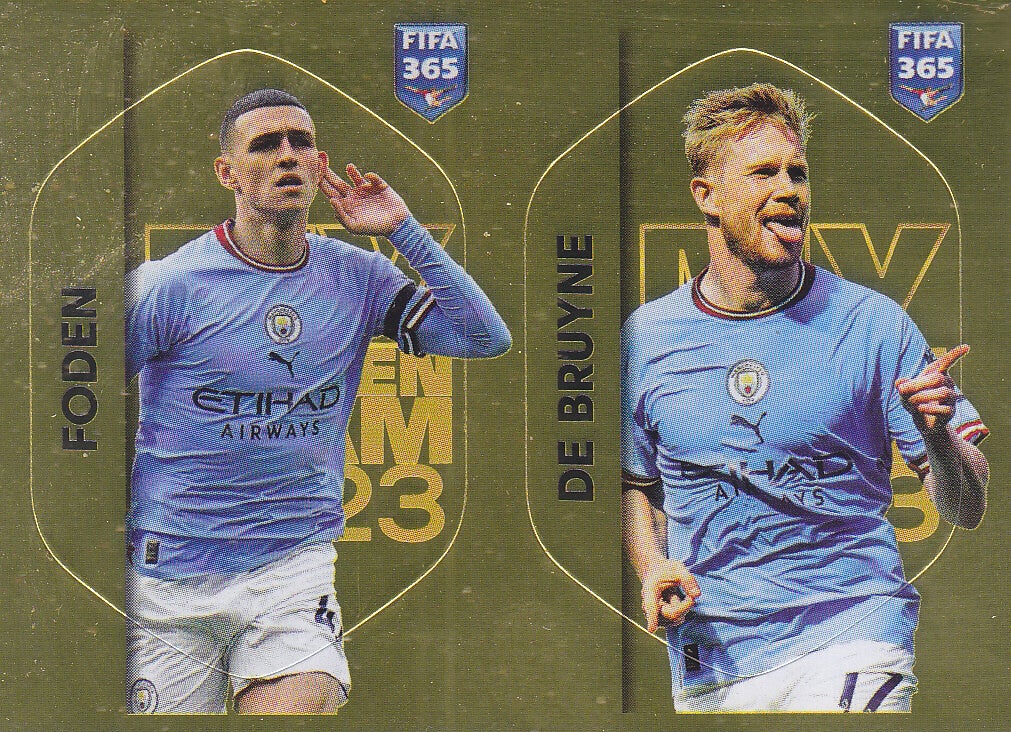 Phil Foden & Kevin de Bruyne - Manchester City - Panini Fifa 365 Jahr 2023 - Nr. FOD KDB