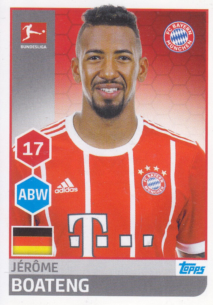 Jerome Boateng - FC Bayern München - Topps Bundesliga 2017 - Basis Bild - Nr. 219