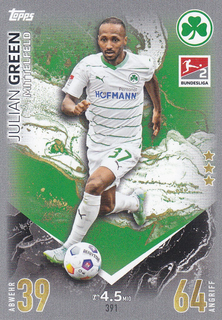 Julian Green / SpVgg Greuther Fürth / Topps Match Attax 2023 / Basis Karte / Nr.391