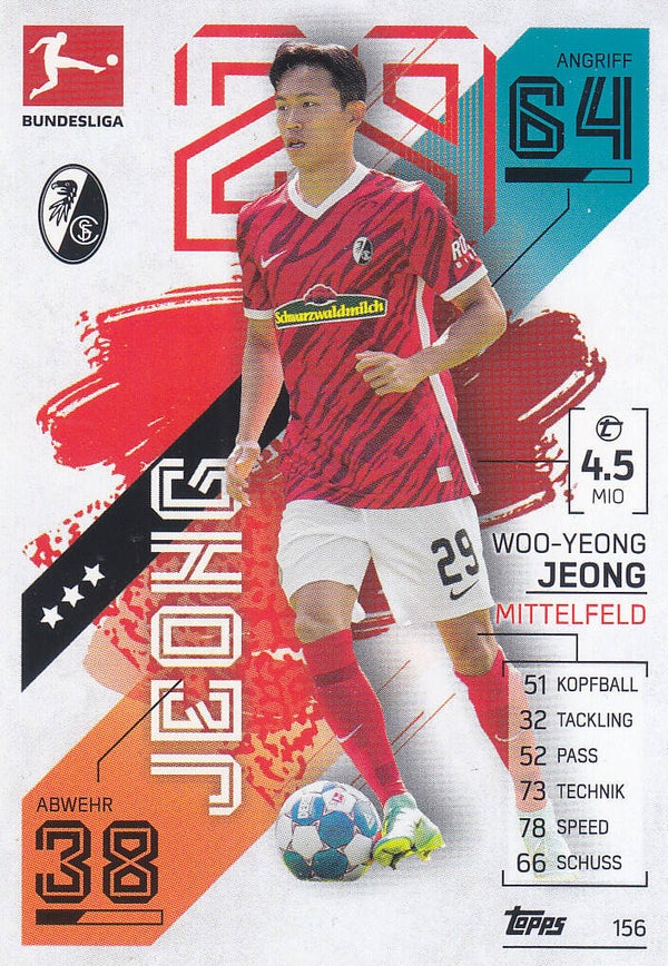 Woo-Yeong Jeong / SC Freiburg / Topps Match Attax 2023 / Basis Karte / Nr.156
