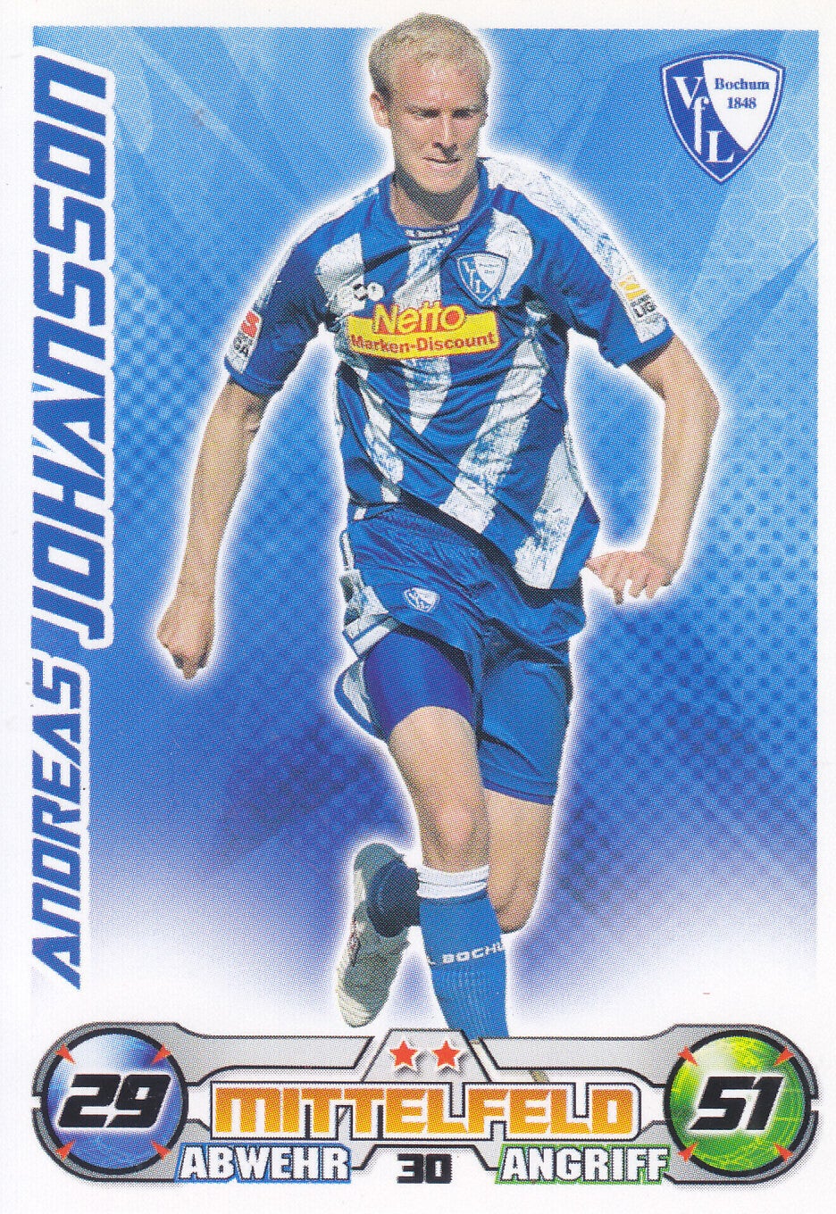 Andreas Johansson - VFL Bochum - Topps Match Attax 2009 - Basis Karte - Nr.30