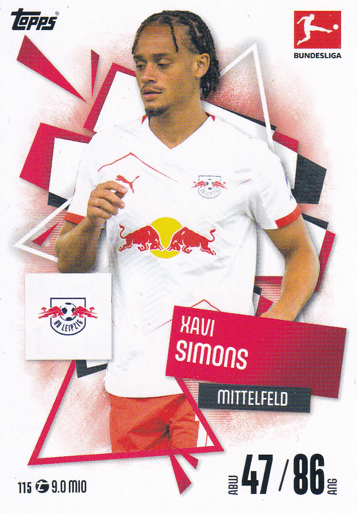 Xavi Simons - RB Leipzig - Topps Match Attax 2025 - Basis Karte - Nr. 115