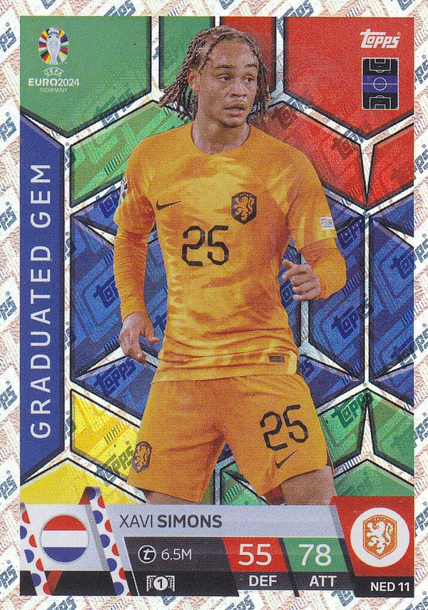 Xavi Simons / Holland / Topps EM 2024 / Graduated Gem / Nr. NED 11