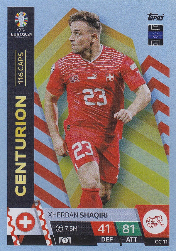 Xherdan Shaqiri / Schweiz / Topps EM 2024 / Centurion Karte / Silber / Nr. CC11