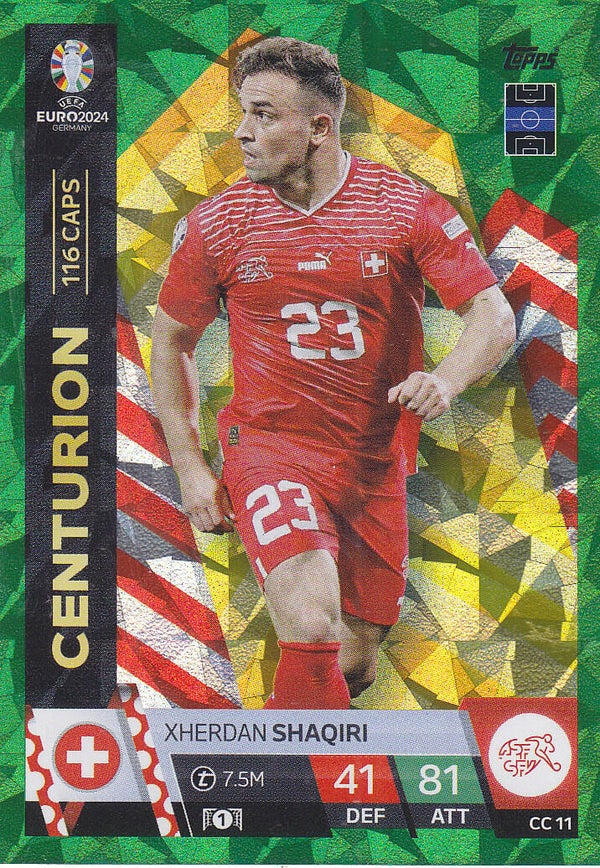Xherdan Shaqiri / Schweiz / Topps EM 2024 / Centurion Karte / Green / Nr. CC 11