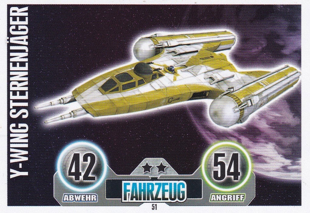 Y-Wing Sternenjäger / Topps Star Wars Force Attax 2010 / Fahrzeug / Die Republik / Nr. FA 51