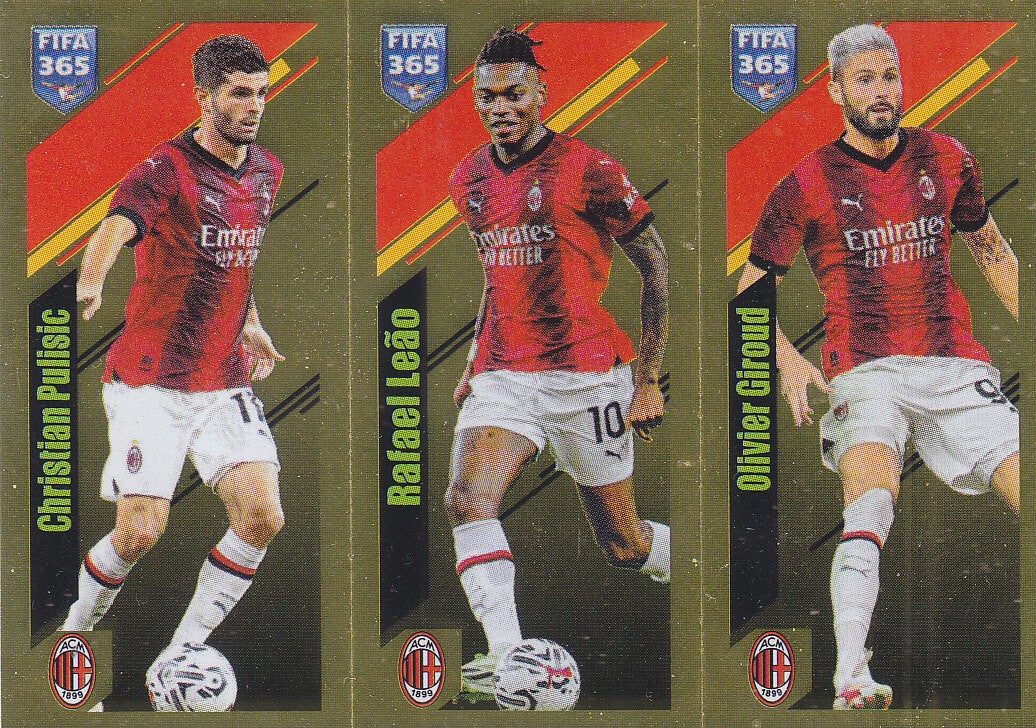 Christian Pulisic & Rafael Leäo & OIivier Giroud AC Mailand Basis Bild Trio Gold Nr.353a 353b 353c