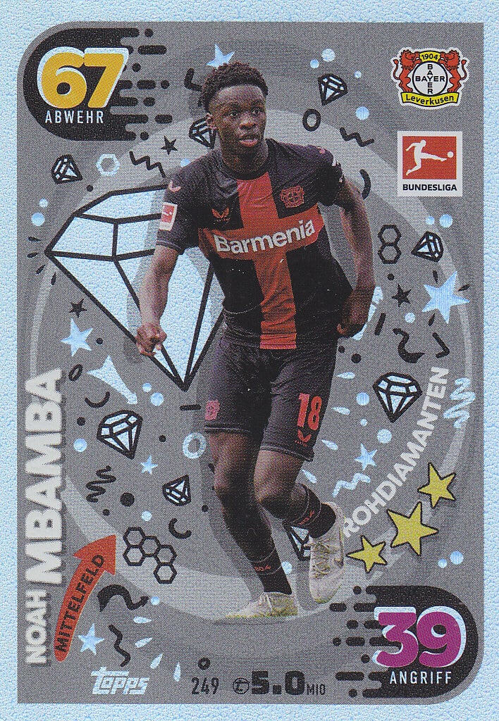 Noah Mbamba / Bayer Leverkusen / Topps Match Attax 2023 / Rohdiamanten / Nr.249