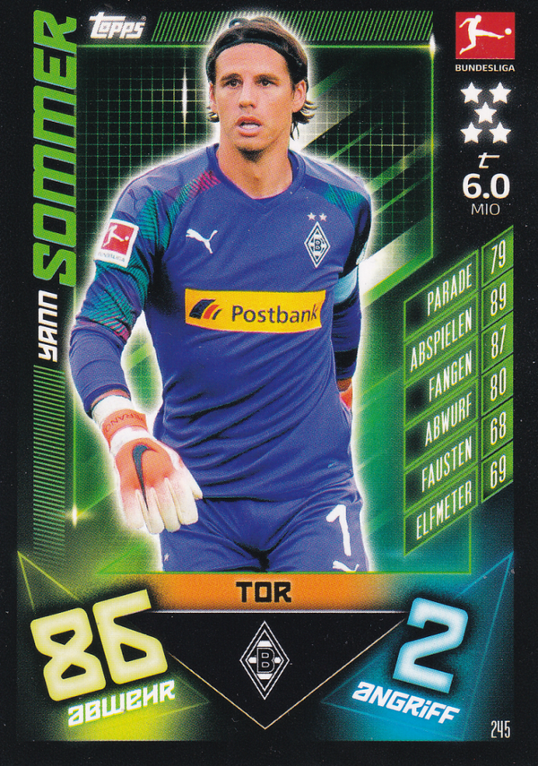 Yann Sommer - Borussia Mönchengladbach - Topps Match Attax 2019 - Basis Karte - Nr. 245